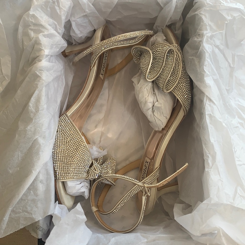 Badgley Mischka Remi Almond Rhinestone Ruffle Pump